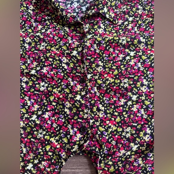 American apparel Floral button down tie front crop top size M/L - Picture 6 of 9